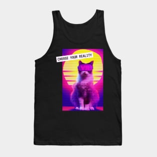 Retro Katze Virtual Reality Vaporwave Techno Party Tank Top